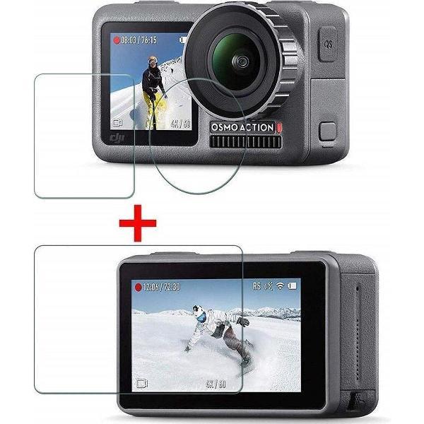 Tempered Glass Screenprotector Set Voor DJI Osmo Action - Screen Protector Ultradun Gehard Glas - LCD Display & Voorkant Camera Lens Bescherming - 3-In-1 Set