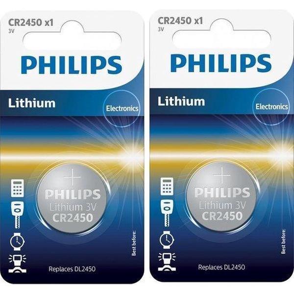 2 stuks - Batterij Phillips CR2450 LITHIUM