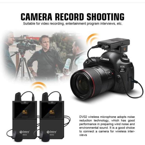 DV02 Draadloze Lavalier Microfoon Met Audio Monitor Functie Uhf Draadloze Revers Microfoonset Voor Smartphones Dslr Camera Webcast