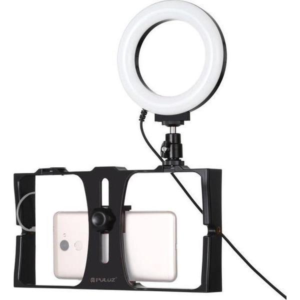 Picca telefoonhouder – LED Ringlamp - Vlog set – Camera Statief - Rood