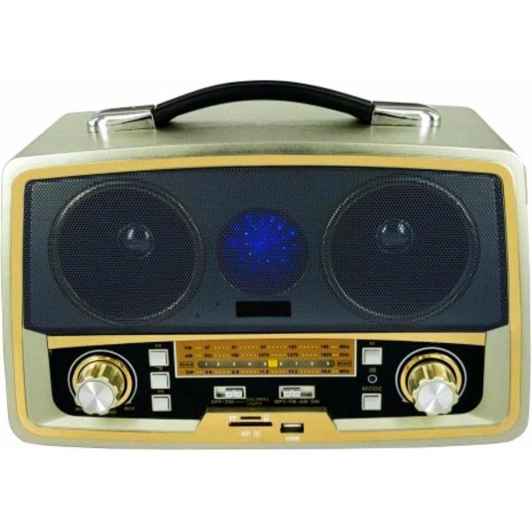 Retro Design Radio - Nostalgie - Gold Goud Beige - Vintage - Bluetooth - Speaker - Oplaadbaar - Bluetooth - USB - SD/TF - FM/AM/SW 3 Band .