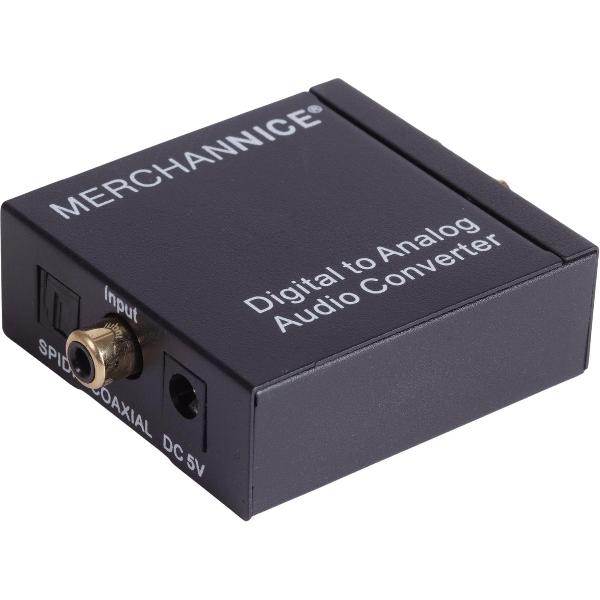 Merchannice Digitaal Naar Analoog Audioconverter DAC - Toslink / optisch naar minijack / tulp - 192Khz sample rate - Coaxiaal - SPDIF