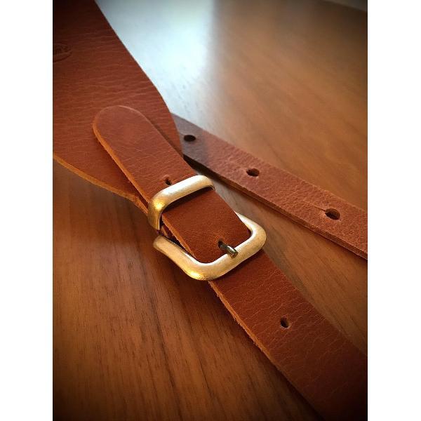 Liam's Gesp Gitaarband - Cognac - EXTRA BREED - Echt Leer