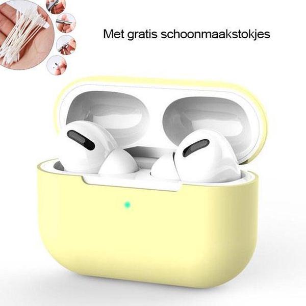 Siliconen Case Apple AirPods Pro geel - AirPods hoesje pastel geel - AirPods case