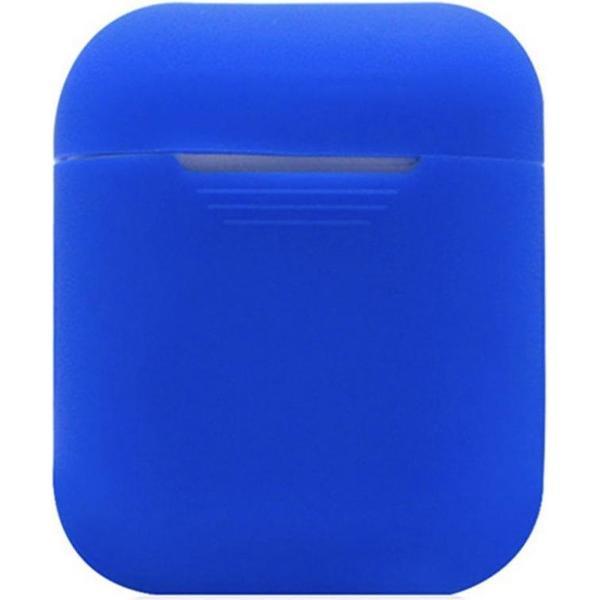 Siliconen Bescherm Hoesje Cover voor Apple AirPods Case - Airpods Hoesje Siliconen Case Donker Blauw (Dark Blue)