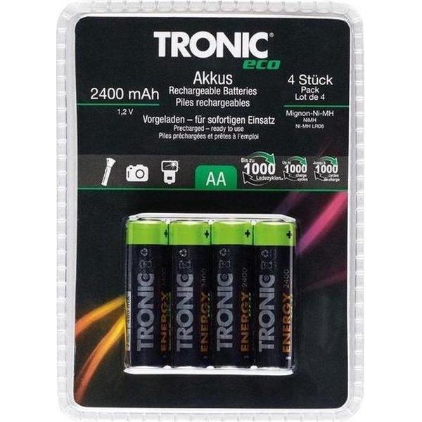 Tronic Eco oplaadbare AA batterijen - 2400mAh capaciteit - 4 stuks herlaadbare batterijen