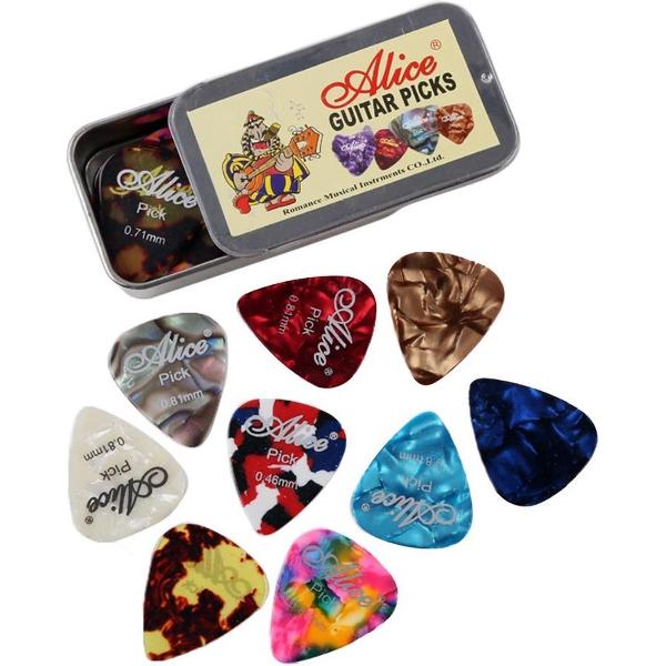 24 Plectrums in blikken doosje - Celluloid plectrum set