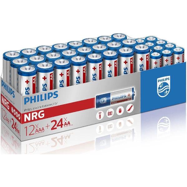 Philips Power Alkaline 36 Pack - 24 AA & 12 AAA Voordeelverpakking