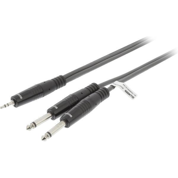 Stereo Audio Cable 2x 6.35 mm Male - 3.5 mm Male 3.0 m Dark Grey