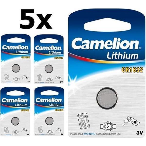 5 Stuks - Camelion CR1632 125mAh 3V Lithium Knoopcel Batterij
