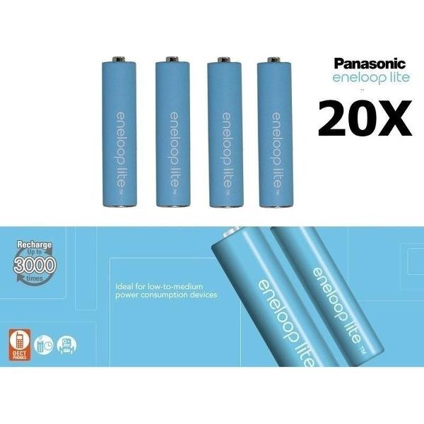 20 Stuks - AAA R3 Panasonic Eneloop Lite 1.2V 550mAh Oplaadbare Batterijen - Speciaal voor dect telefoons, Tot 3000 laadcycli - (in plastic bewaardoosje)