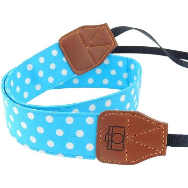 KELERINO. Vintage DSLR Camerariem Polka - Blauw / Wit