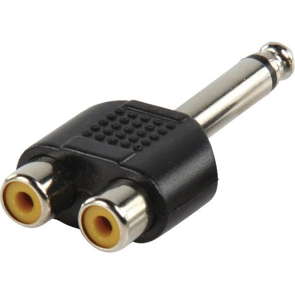 HQ Adapter plug 6.35mm Mono - 2x tulpcontra stekker