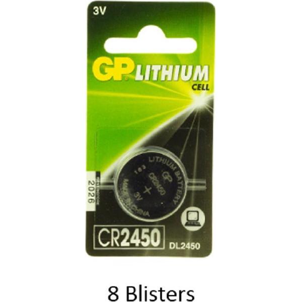 8 stuks (8 blisters a 1 stuks) GP Lithium CR2450 3V