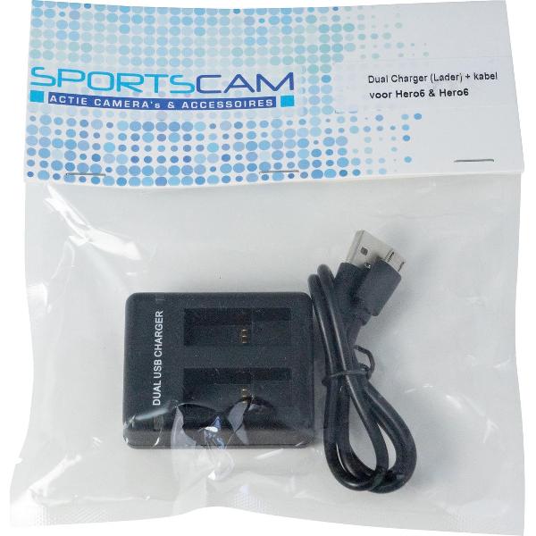 SportsCam Dual Charger (Lader) + kabel voor Hero5 & Hero6