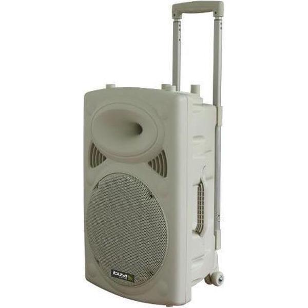 Ibiza Sound PORT15VHF-BT-WH MOBIELE BLUETOOTH PA LUIDSPREKER BOX ACCU TROLLEY USB/SD/VHF 800W