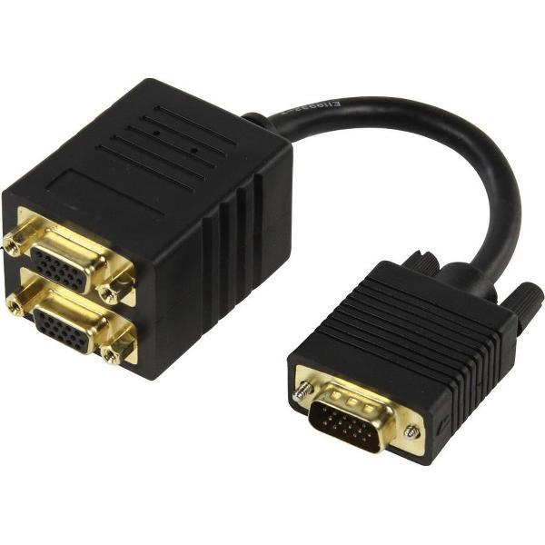KÃ¶nig, Kabel Splitter VGA 2x VGA Verguld (Zwart)