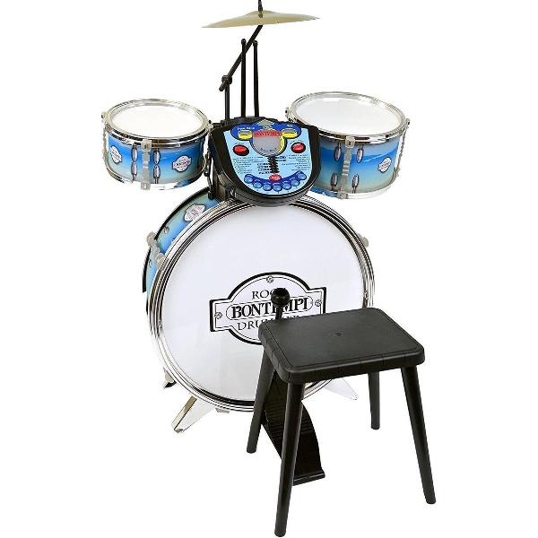 Zilverkleurige 4-delige drumset met virtuele leraar