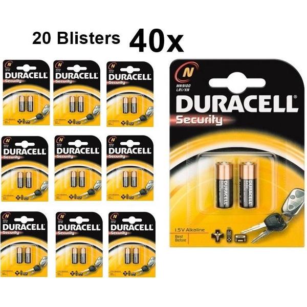 40 Stuks (20 Blisters a 2st) - Duracell LR1 / N / E90 / 910A 1,5 V Alkaline batterij (Duo Pack)