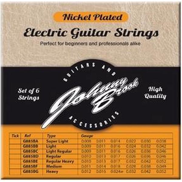 Set van 6 Nickel Plated Stalen Elektrische Gitaar Snaren - Gauge Regular