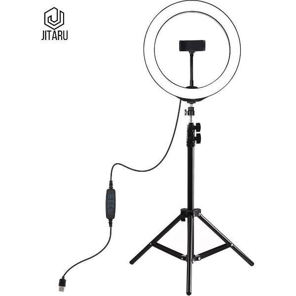 Puluz 10 inch/26CM USB LED Ring Vlogging light + 1.1m tripod | USB 3 Dimbare standen | Make-up lamp - Ringlamp