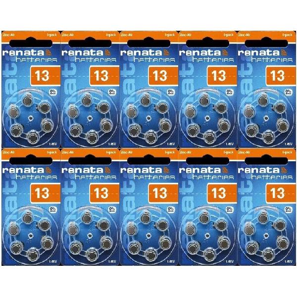 60 stuks (10Xblis6) RENATA Gehoorbatterijen 13 (oranje)