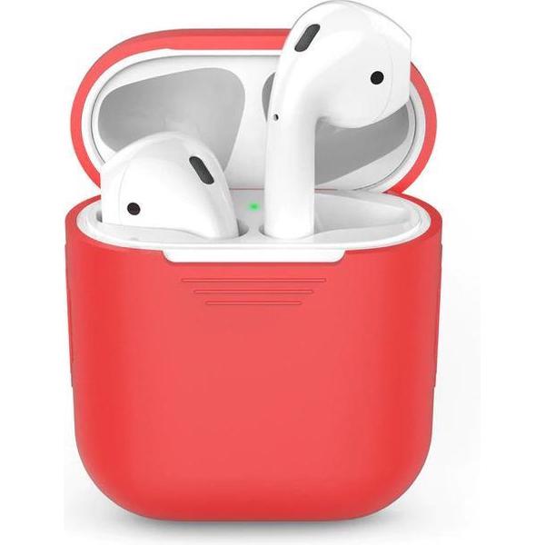 Airpods Hoesje Voor Apple Airpods - Rood - Siliconen Hoesje Voor Apple Airpods - Model 1 En 2