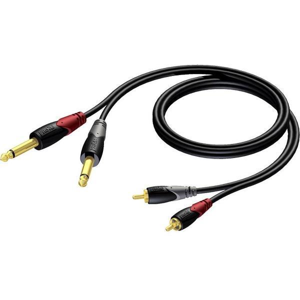 Procab CLA631 2x 6,35mm Jack mono - Tulp stereo 2RCA kabel - 5 meter