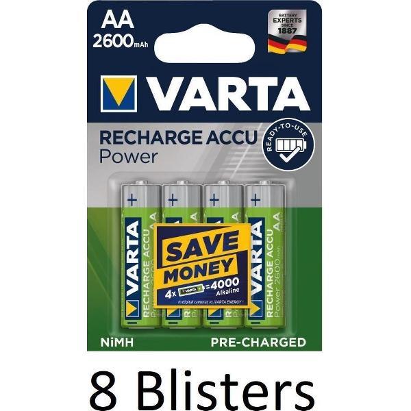 32 Stuks (8 Blisters a 4 st) Varta AA Oplaadbare Batterijen 2600 MAH