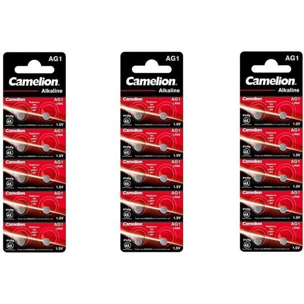 Camelion AG1 LR60 SR60 /364 1.5V knoopcel batterij - 30 Stuks (3 Blisters a 10St)