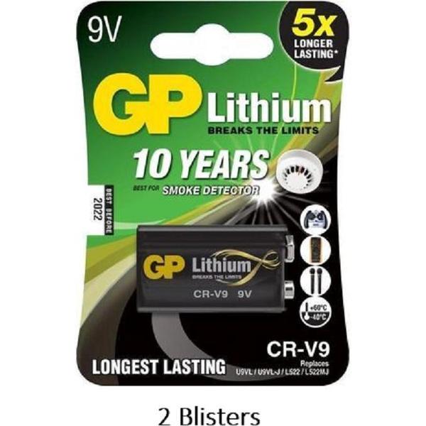 2 stuks (2 blisters a 1 stuks) GP Lithium 9V/FR9