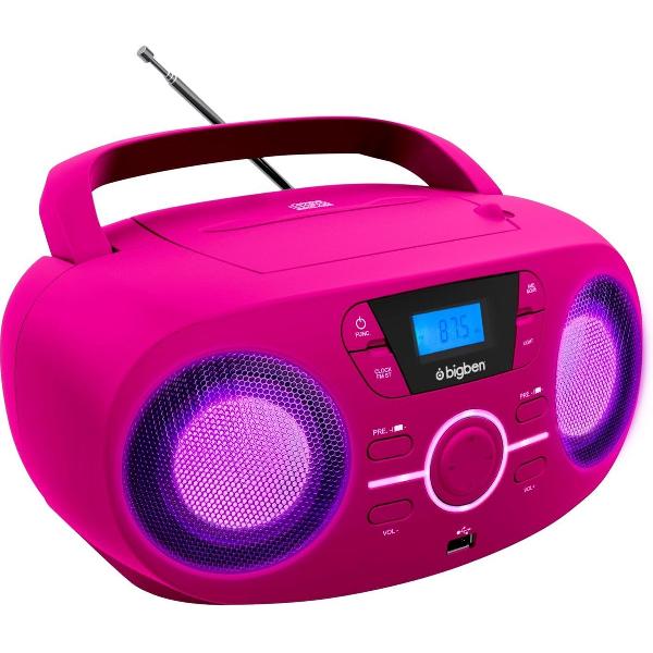 Bigben CD61RSUSB - Draagbare Radio & CD-Speler met USB - Roze