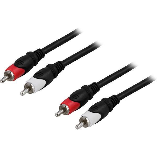 DELTACO MM-110, 2 x RCA 2 x RCA Zwart, Rood, Wit audio kabel, 2m