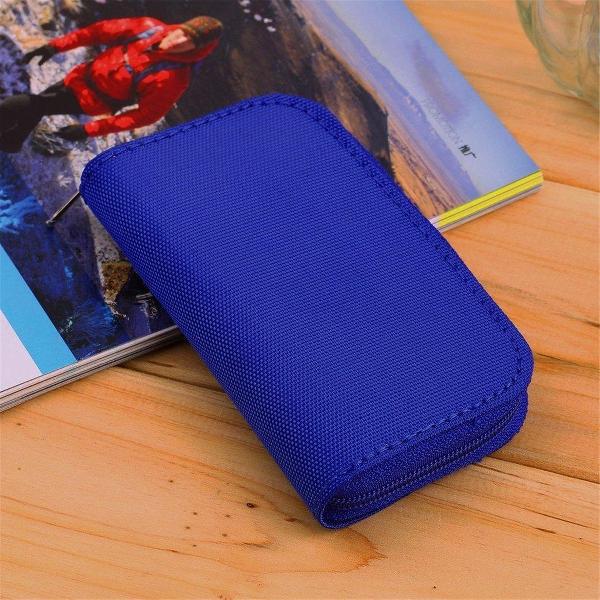 Sd kaart tasje/houder - 22 kaarten - 4 grote 18 kleine Slots – Blauw