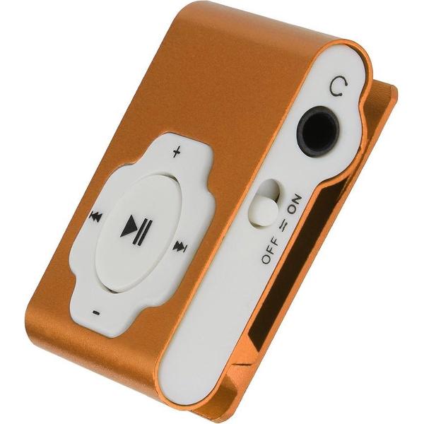 Mini mp3 speler | inclusief usb data kabel en oordopjes | geschikt voor micro sd-kaart (exclusief) | oranje