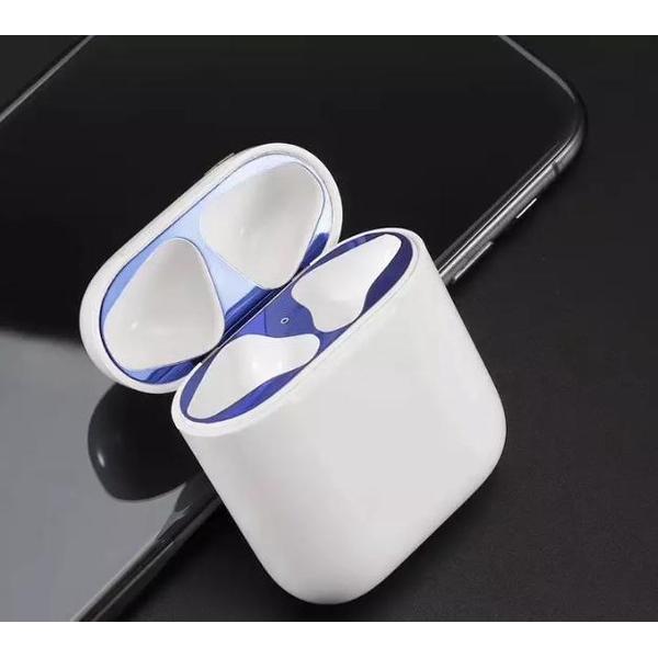 KELERINO. Metalen stofbeschermers voor Airpods 1 - Hou je Airpods schoon - 2 stuks - Blauw