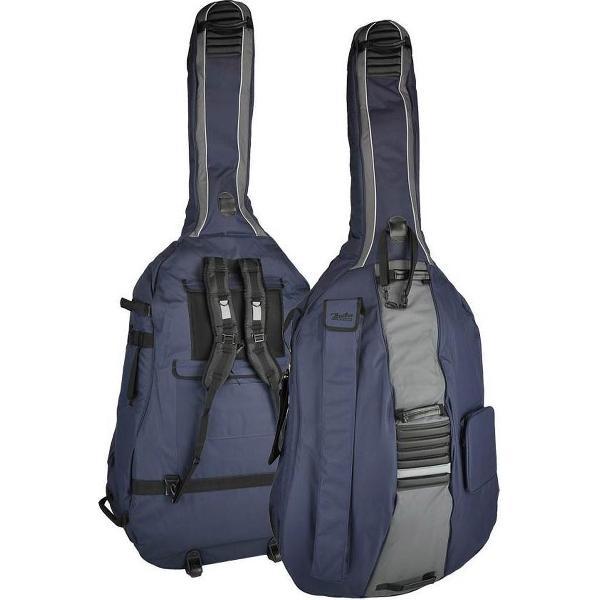 contrabashoes 4/4, grijs-zwart, 23mm gevoerd, deluxe model, 2 riemen, diverse accessoire vakken