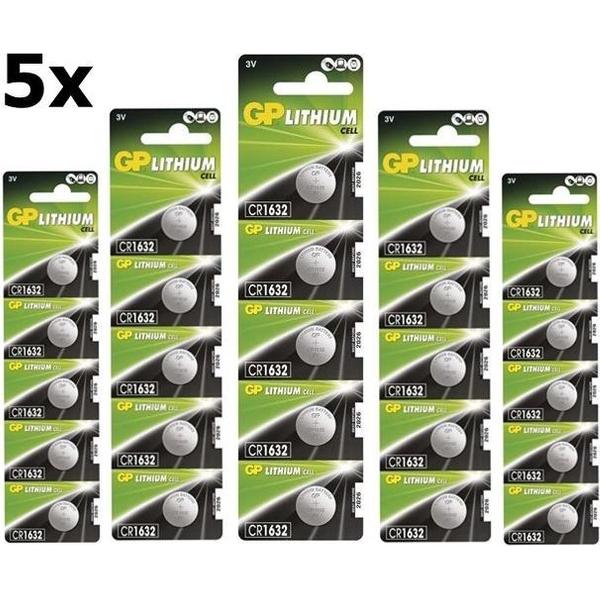 25 Stuks (5 Blister a 5st) GP CR1632 125mAh 3V Lithium Knoopcel Batterij