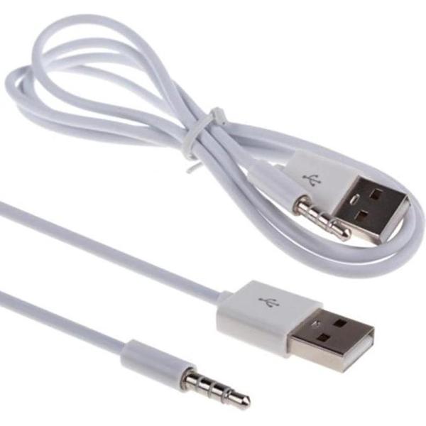 USB 2.0 male naar 3.5mm Audio AUX male Kabel – Wit – 1M