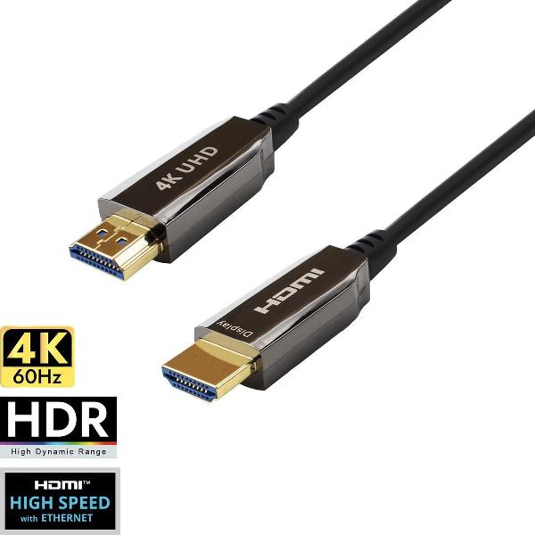 Gecertificeerde Actieve Optische HDMI 2.0b kabel 20 meter - High Speed - 4K@60Hz - 18 Gbps | Qnected®