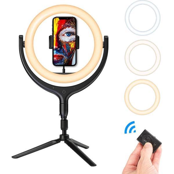 LURK® Ringlamp set 12 inch PRO compact statief / tripod en Bluetooth afstandsbediening - Ring Of Light 12