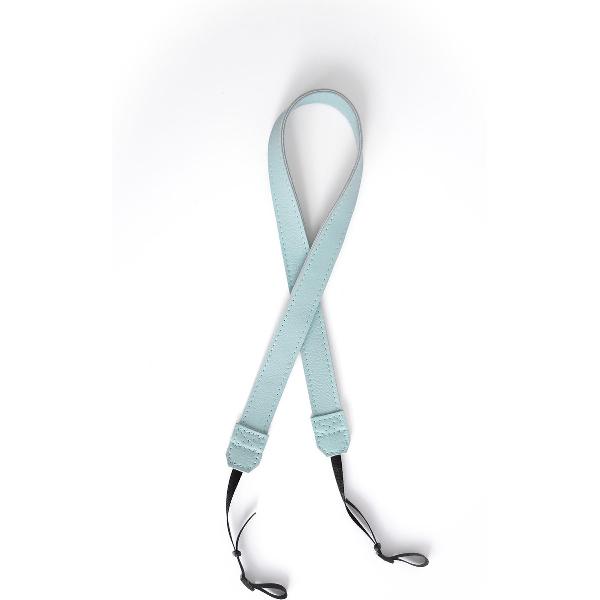 Leren camerariem - Neck strap - 'Fien' Lichtblauw