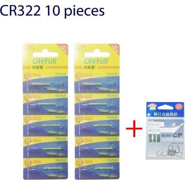 WiseGoods Premium CR322 Batterijen - Ideaal Voor LED Dobbers - Batterij 3v Nachtvissen - 10 Stuks