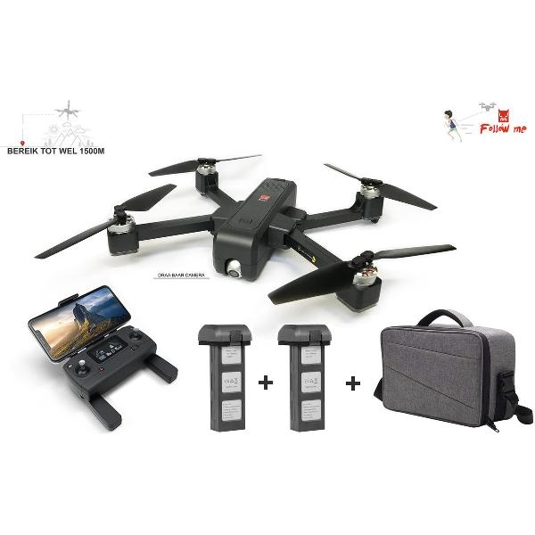 MJX Bugs 4W brushless GPS (1600M) drone - FPV live 4K Ultra HD Foto/video draaibaar camera - met opberg tas en extra accu