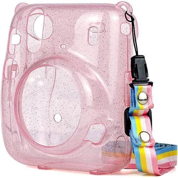 Case voor Fujifilm Instax Mini 11 – Hoesje met Draagriem – Transparant Roze