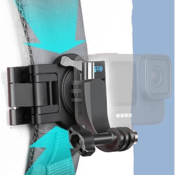 RUIGPRO 360 graden roterende Quick Release Strap Mount Schouder rugzak Mount voor GoPro HERO9 Black / HERO8 Black / 7/6/5/5 sessie / 4 sessie / 4/3 + / 3/2/1, en andere actiecamera's (zwart)
