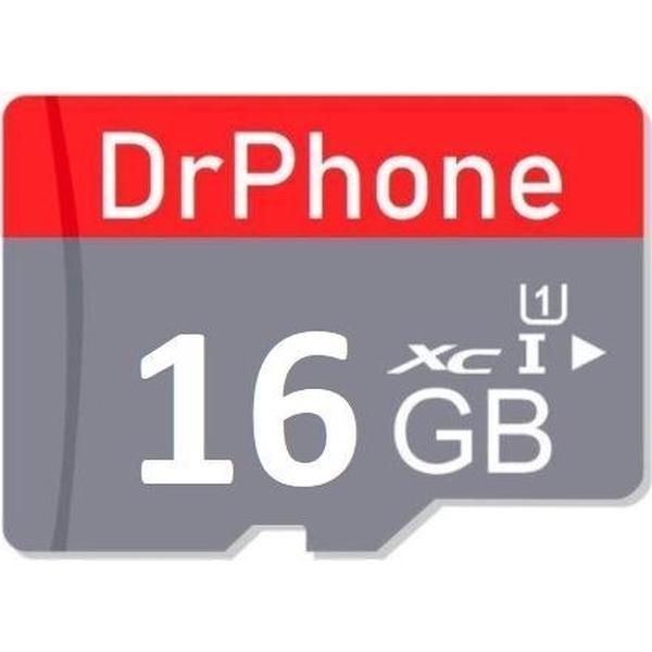 DrPhone MSI - 16GB Micro SD Kaart Opslag - Met SD Adapter - High Speed Klasse 10 - Premium Opslag