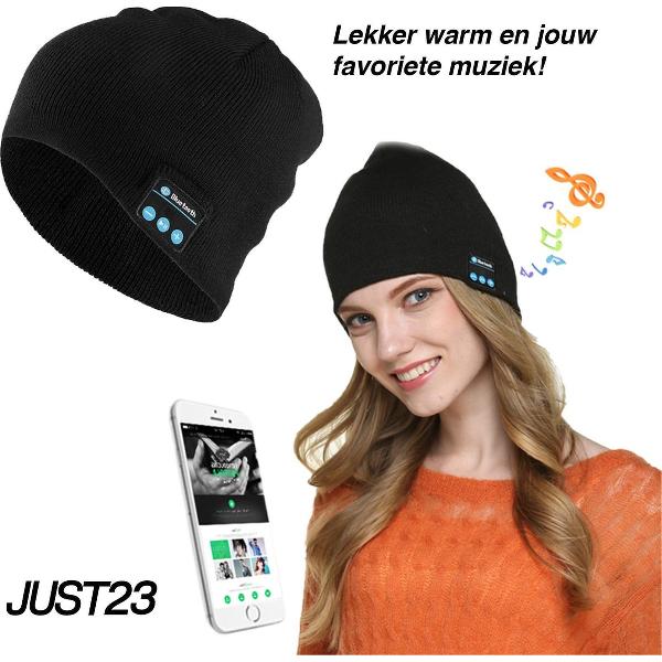 JUST23 Bluetooth muts - Zwart - Muts - Ingebouwde koptelefoon - Slaapmuts - Mannen & Vrouwen - Sleepphones