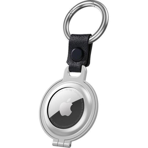 Apple AirTag Sleutelhanger Aluminium Bescherm Case met Haak Zilver