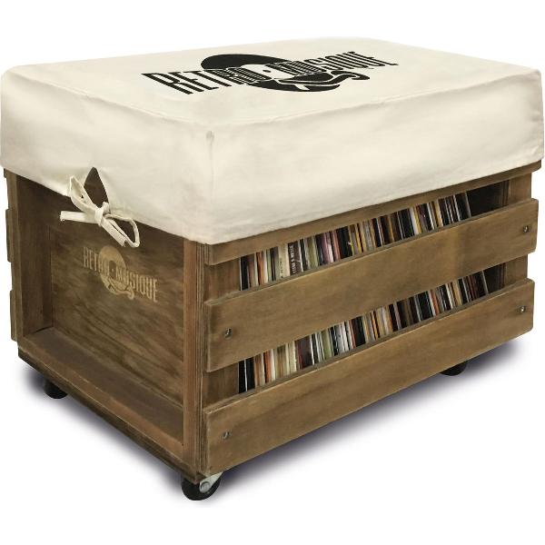 12'' LP Houten Krat Op Wielen Voor Vinyl Opslag - Tot 100 LP'S